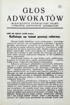 Głos Adwokatów : miesięcznik poświęcony prawu i sprawom zawodowym adwokatury. 1937, z. 10