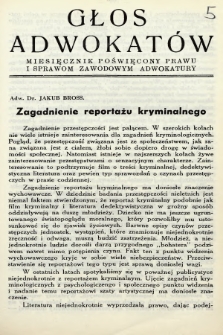 Głos Adwokatów : miesięcznik poświęcony prawu i sprawom zawodowym adwokatury. 1938, z. 5