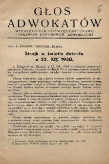 Głos Adwokatów : miesięcznik poświęcony prawu i sprawom zawodowym adwokatury. 1939, z. 6