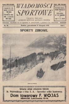 Wiadomości Sportowe : czasopismo ilustrowane poświęcone wychowaniu sportowemu młodzieży. 1922, nr 38