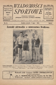 Wiadomości Sportowe : czasopismo ilustrowane poświęcone wychowaniu sportowemu młodzieży. 1923, nr 21