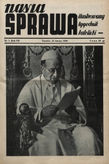 Nasza Sprawa : ilustrowany tygodnik katolicki. 1939, nr 7