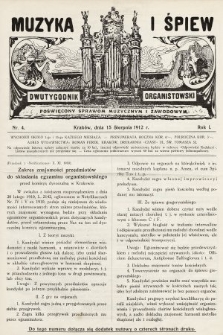Muzyka i Śpiew : dwutygodnik organistowski : poświęcony sprawom muzycznym i zawodowym. 1912, nr 4