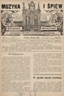 Muzyka i Śpiew: miesięcznik artystyczny : poświęcony sprawom muzycznym i zawodowym. 1920, nr 1