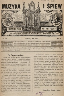 Muzyka i Śpiew: miesięcznik artystyczny : poświęcony sprawom muzycznym i zawodowym. 1923, nr 25