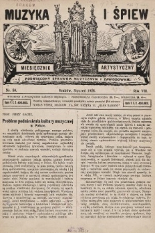 Muzyka i Śpiew: miesięcznik artystyczny : poświęcony sprawom muzycznym i zawodowym. 1926, nr 58