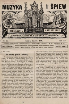 Muzyka i Śpiew: miesięcznik artystyczny : poświęcony sprawom muzycznym i zawodowym. 1926, nr 63