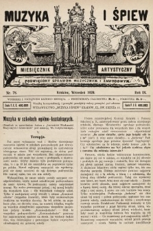 Muzyka i Śpiew: miesięcznik artystyczny : poświęcony sprawom muzycznym i zawodowym. 1929, nr 78