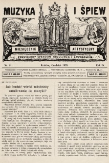 Muzyka i Śpiew: miesięcznik artystyczny : poświęcony sprawom muzycznym i zawodowym. 1929, nr 81