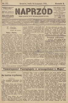 Naprzód : organ polskiej partyi socyalno-demokratycznej. 1901, nr 111 [nakład pierwszy skonfiskowany]