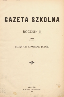 Gazeta Szkolna : pismo krytyczne. 1903, spis rzeczy