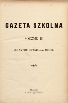 Gazeta Szkolna : pismo krytyczne. 1904, spis rzeczy