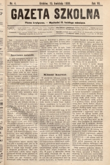 Gazeta Szkolna : pismo krytyczne. 1908, nr 4