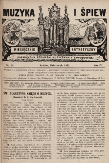 Muzyka i Śpiew: miesięcznik artystyczny : poświęcony sprawom muzycznym i zawodowym. 1921, nr 24
