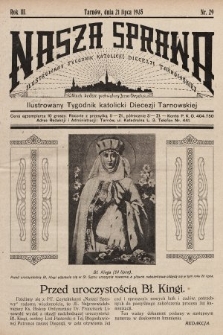 Nasza Sprawa : ilustrowany tygodnik katolicki Diecezji Tarnowskiej. 1935, nr 29