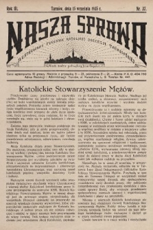Nasza Sprawa : ilustrowany tygodnik katolicki Diecezji Tarnowskiej. 1935, nr 37