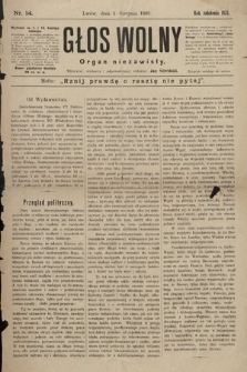 Głos Wolny : tygodnik polityczny, społeczny i literacki : organ niezawisły. 1891, nr 14