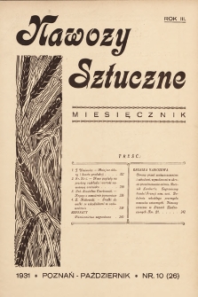 Nawozy Sztuczne. 1931, nr 10