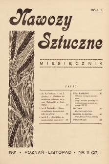 Nawozy Sztuczne. 1931, nr 11