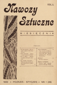 Nawozy Sztuczne. 1932, nr 1