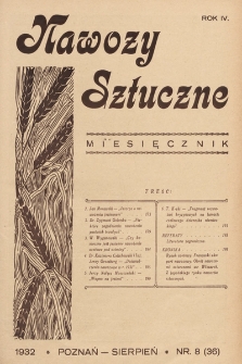 Nawozy Sztuczne. 1932, nr 8