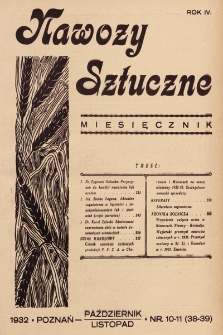 Nawozy Sztuczne. 1932, nr 10-11