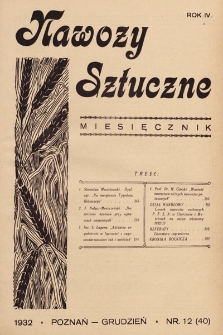 Nawozy Sztuczne. 1932, nr 12