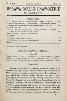 Uprawa Roślin i Nawożenie. 1934, nr 8
