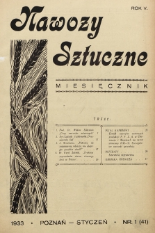 Nawozy Sztuczne. 1933, nr 1
