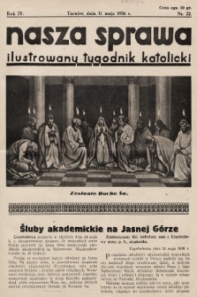 Nasza Sprawa : ilustrowany tygodnik katolicki. 1936, nr 22