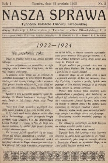 Nasza Sprawa : tygodnik katolicki Diecezji Tarnowskiej. 1933, nr 2
