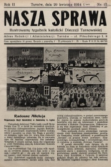 Nasza Sprawa : ilustrowany tygodnik katolicki Diecezji Tarnowskiej. 1934, nr 17