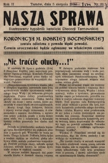 Nasza Sprawa : ilustrowany tygodnik katolicki Diecezji Tarnowskiej. 1934, nr 31