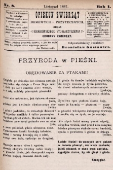 Opiekun Zwierząt Domowych i Pożytecznych : organ Krakowskiego Stowarzyszenia Ochrony Zwierząt. 1887, nr 8