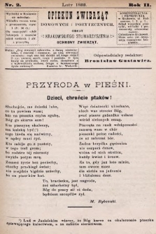 Opiekun Zwierząt Domowych i Pożytecznych : organ Krakowskiego Stowarzyszenia Ochrony Zwierząt. 1888, nr 2