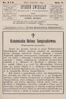 Opiekun Zwierząt Domowych i Pożytecznych : organ Krakowskiego Stowarzyszenia Ochrony Zwierząt. 1891, nr 5 i 6
