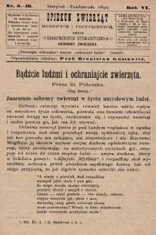 Opiekun Zwierząt Domowych i Pożytecznych : organ Krakowskiego Stowarzyszenia Ochrony Zwierząt. 1892, nr 8-10