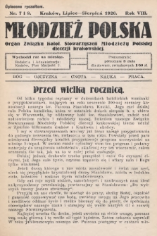 Młodzież Polska : organ Związku Katol. Stowarzyszeń Młodzieży Polskiej diecezji krakowskiej. 1926, nr 7-8