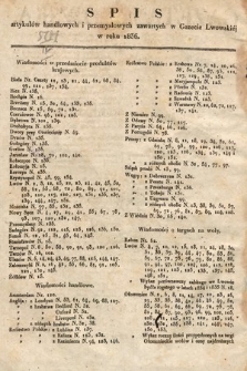 Spis artykułów handlowych i przemysłowych zawartych w Gazecie Lwowskiej w roku 1836