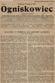 Ogniskowiec : dwutygodnik Komisji Śląskiej Zarządu Głównego Związku Polskiego Nauczycielstwa Szkół Powszechnych. 1927, nr 18