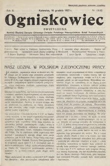 Ogniskowiec : dwutygodnik Komisji Śląskiej Zarządu Głównego Związku Polskiego Nauczycielstwa Szkół Powszechnych. 1927, nr 19-20