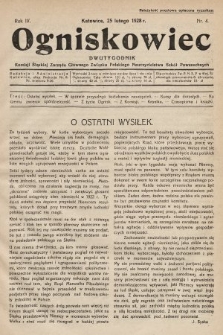 Ogniskowiec : dwutygodnik Komisji Śląskiej Zarządu Głównego Związku Polskiego Nauczycielstwa Szkół Powszechnych. 1928, nr 4