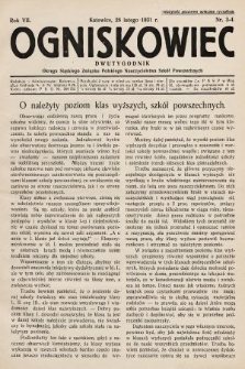 Ogniskowiec : dwutygodnik Okręgu Śląskiego Związku Polskiego Nauczycielstwa Szkół Powszechnych. 1931, nr 3-4
