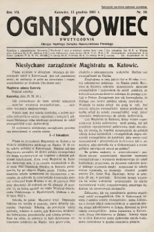 Ogniskowiec : dwutygodnik Okręgu Śląskiego Związku Nauczycielstwa Polskiego. 1931, nr 19