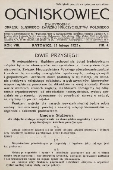 Ogniskowiec : dwutygodnik Okręgu Śląskiego Związku Nauczycielstwa Polskiego. 1932, nr 4