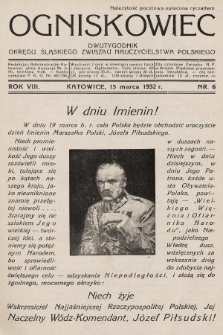 Ogniskowiec : dwutygodnik Okręgu Śląskiego Związku Nauczycielstwa Polskiego. 1932, nr 6