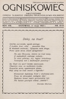 Ogniskowiec : dwutygodnik Okręgu Śląskiego Związku Nauczycielstwa Polskiego. 1932, nr 10-11
