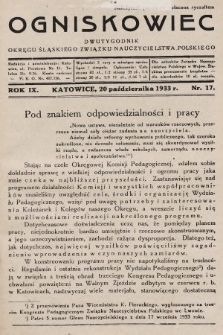 Ogniskowiec : dwutygodnik Okręgu Śląskiego Związku Nauczycielstwa Polskiego. 1933, nr 17