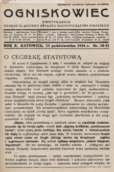 Ogniskowiec : dwutygodnik Okręgu Śląskiego Związku Nauczycielstwa Polskiego. 1934, nr 10