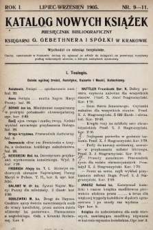 Katalog Nowych Książek : miesięcznik bibliograficzny Księgarni G. Gebethnera i Spółki w Krakowie. 1904/1905, nr 9-11